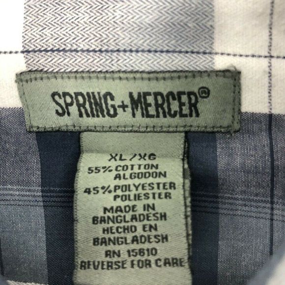 SPRING MERCER Mens Long Sleeve Front Pockets PLAID Shirt Blue Size XL - Picture 10 of 11
